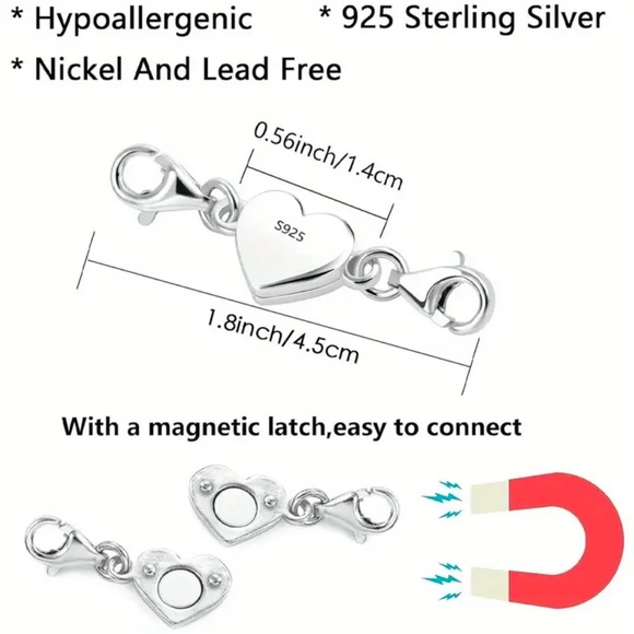 Magnetic Jewelry clasp connector.  Plated . 925 - Picture 2 of 3